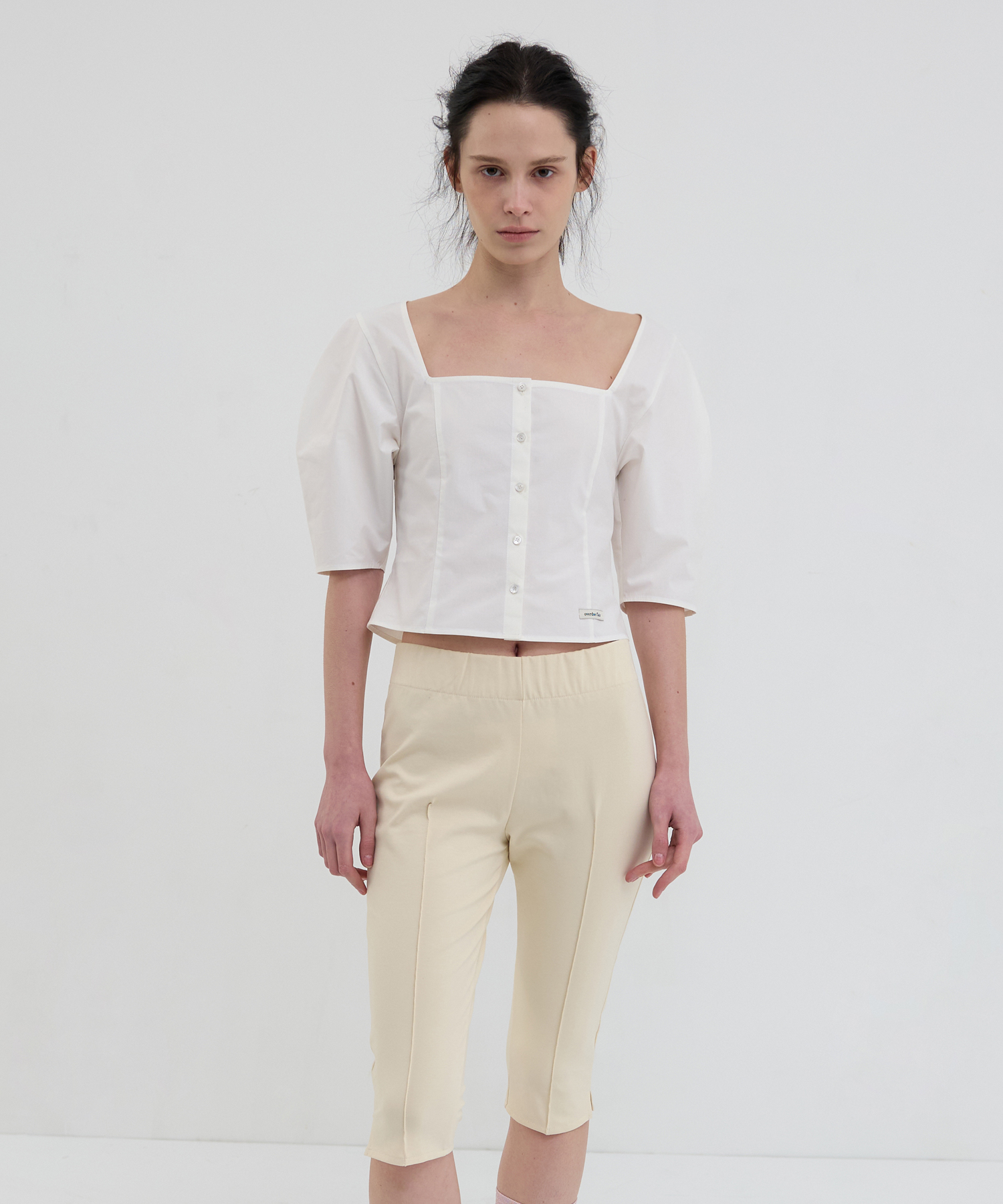 SQUARE NECK VOLUME BLOUSE_WHITE