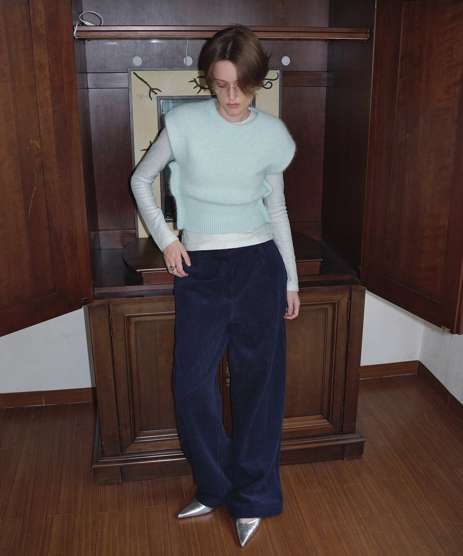 VINTAGE CORDUROY WIDE PANTS_NAVY