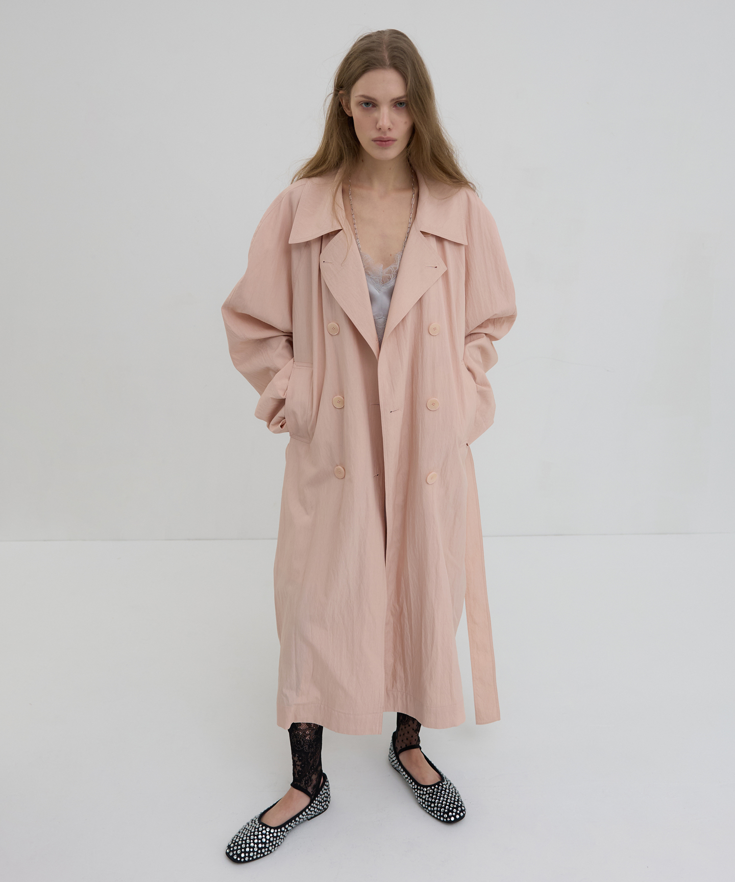 SIGNATURE OVERSIZED TRENCH COAT_PEACH
