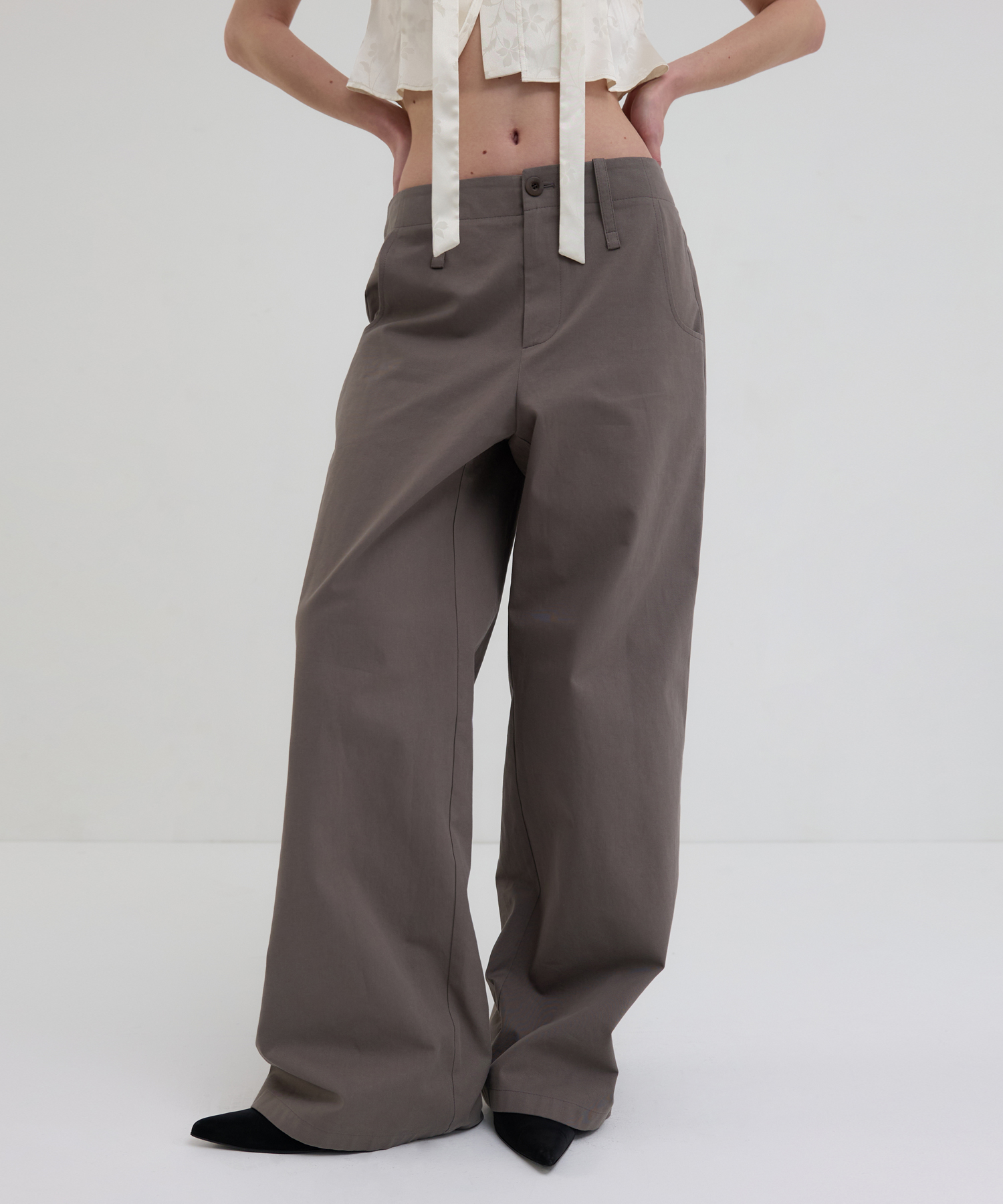 COTTON WIDE PANTS_MOCHA