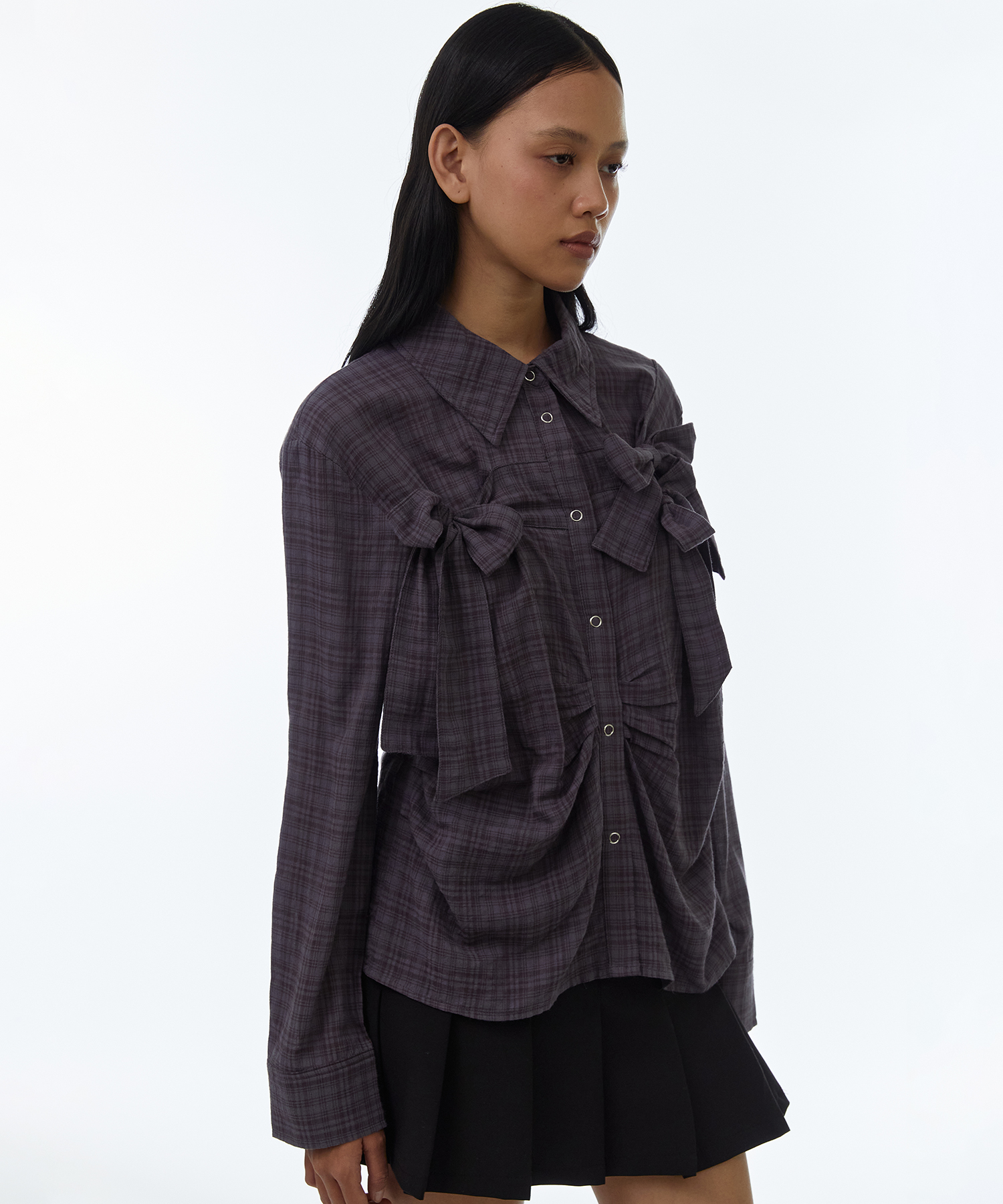 Ribbon Tie Shirt [Vintage Purple]