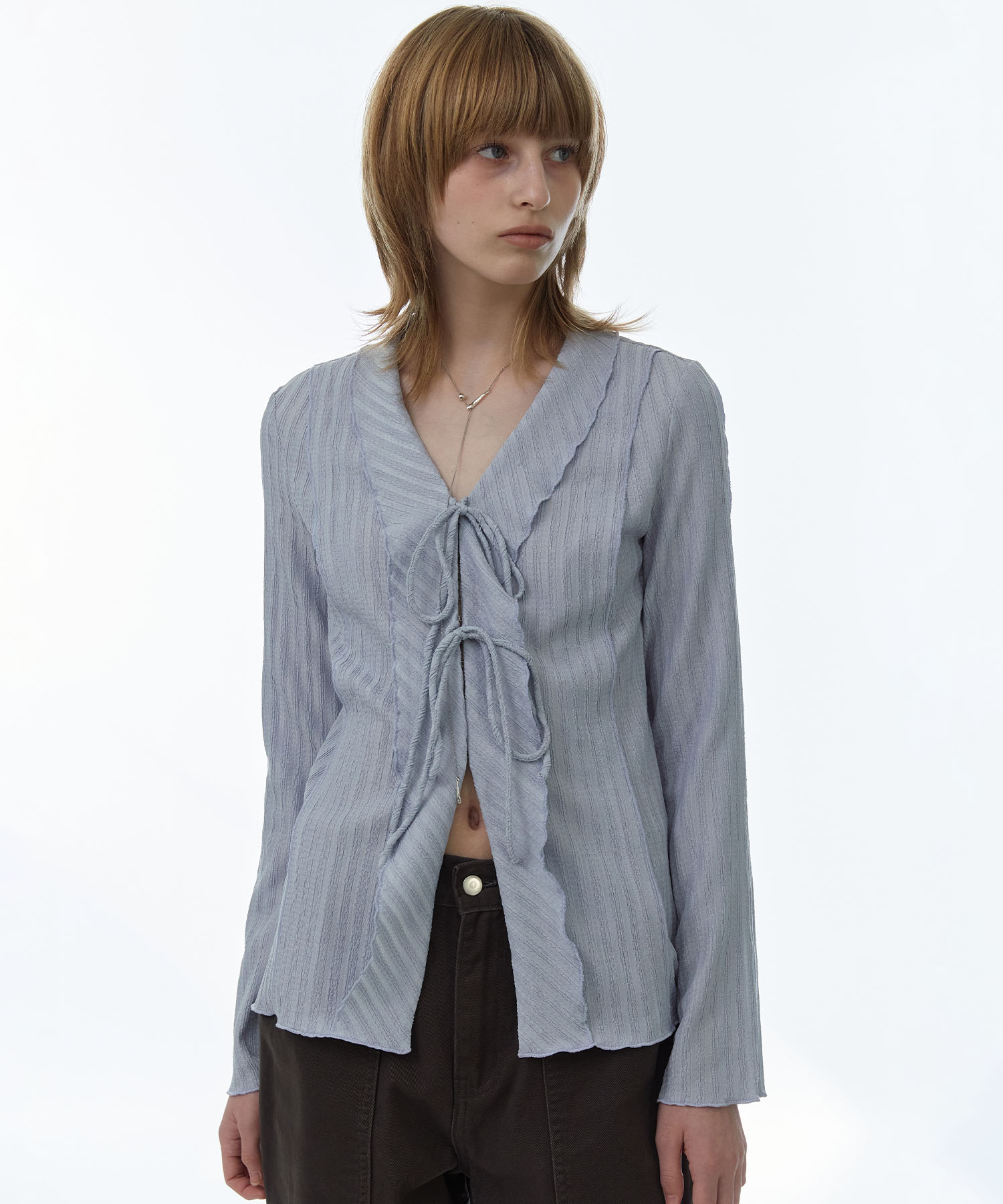 Lace Ruffle Blouse [Sky Blue]