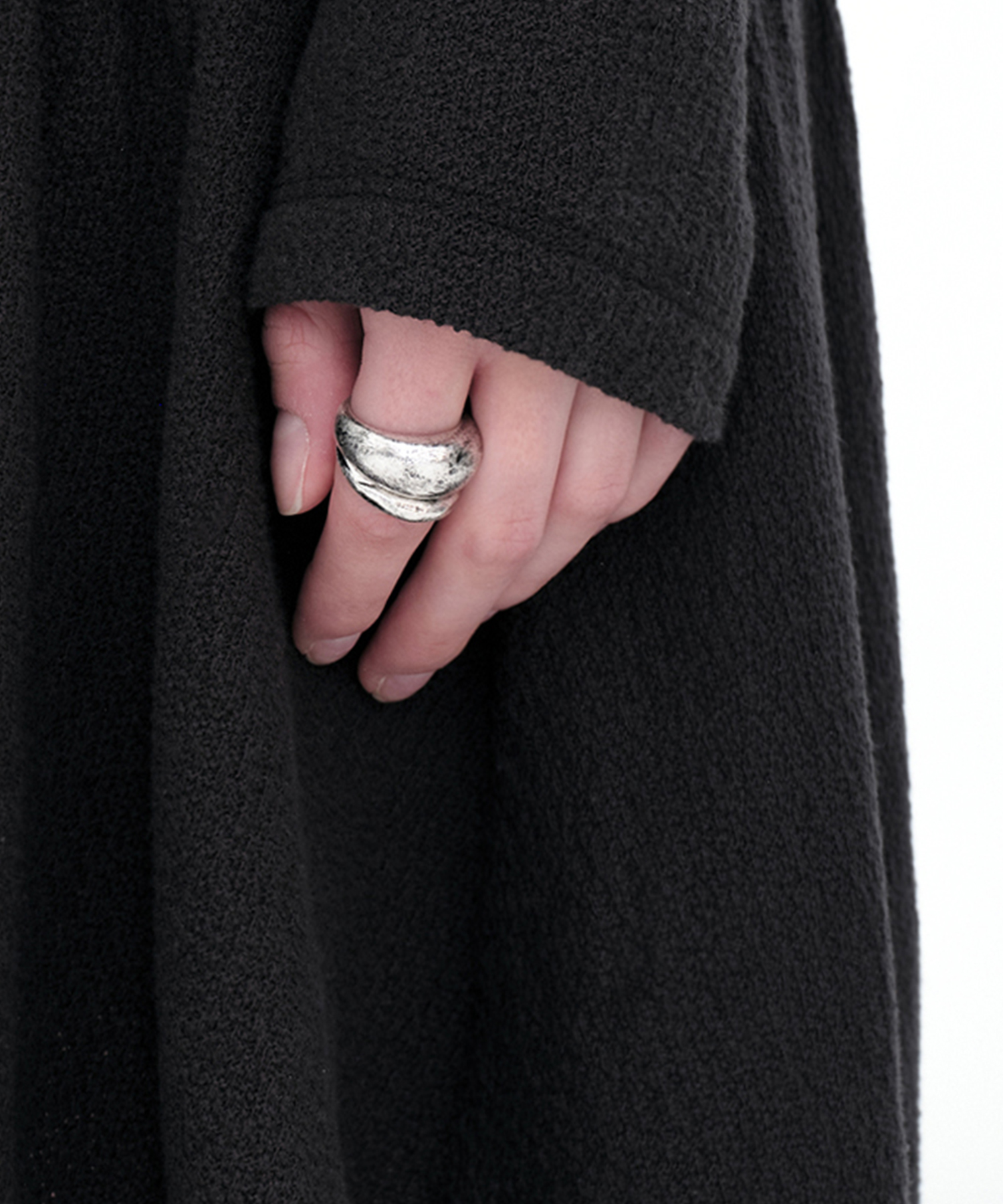 Textured Bold Layered Ring [Silver]