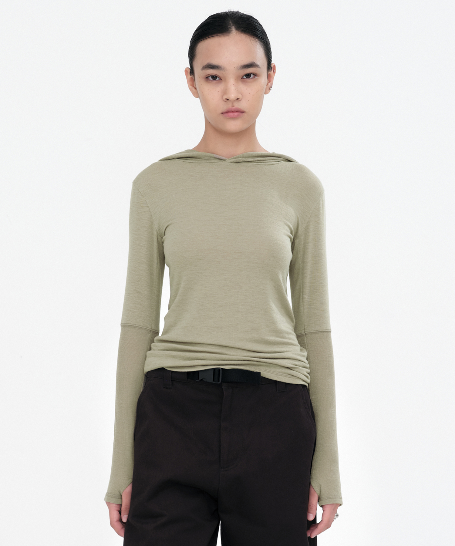 Minimal Ribbed Hoodie [Green]