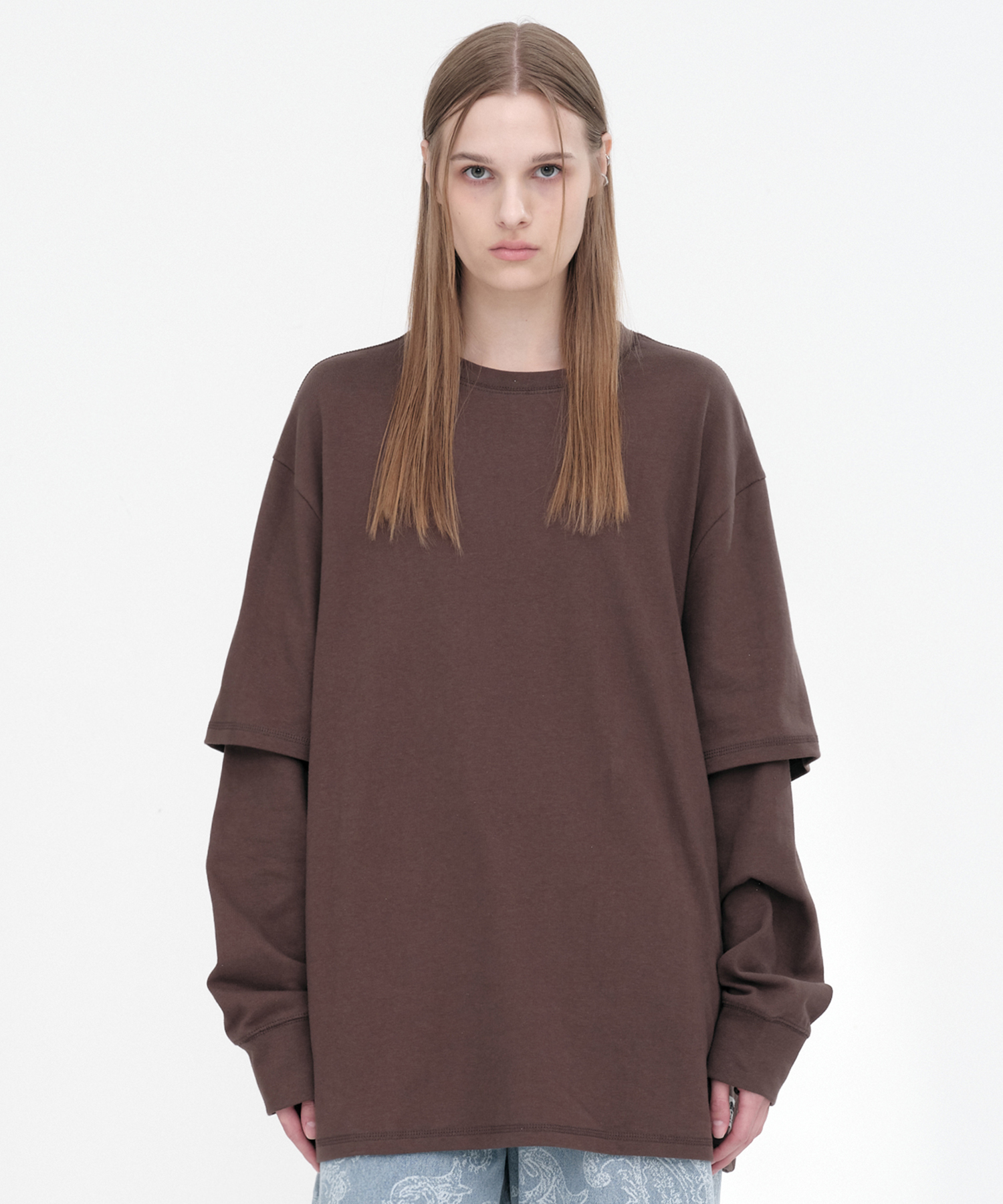 Double Sleeve T-Shirts [Brown]