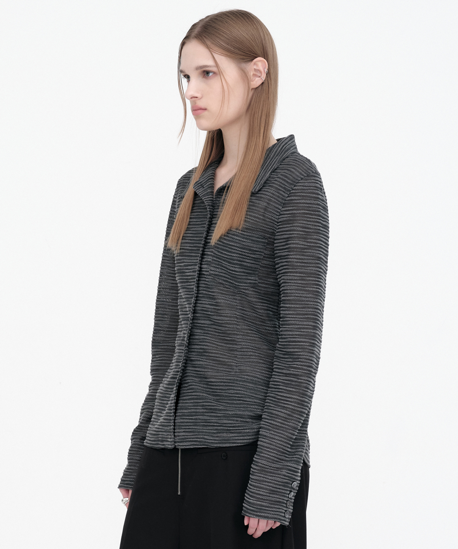 Textured Jersey Shirts [Charcoal]