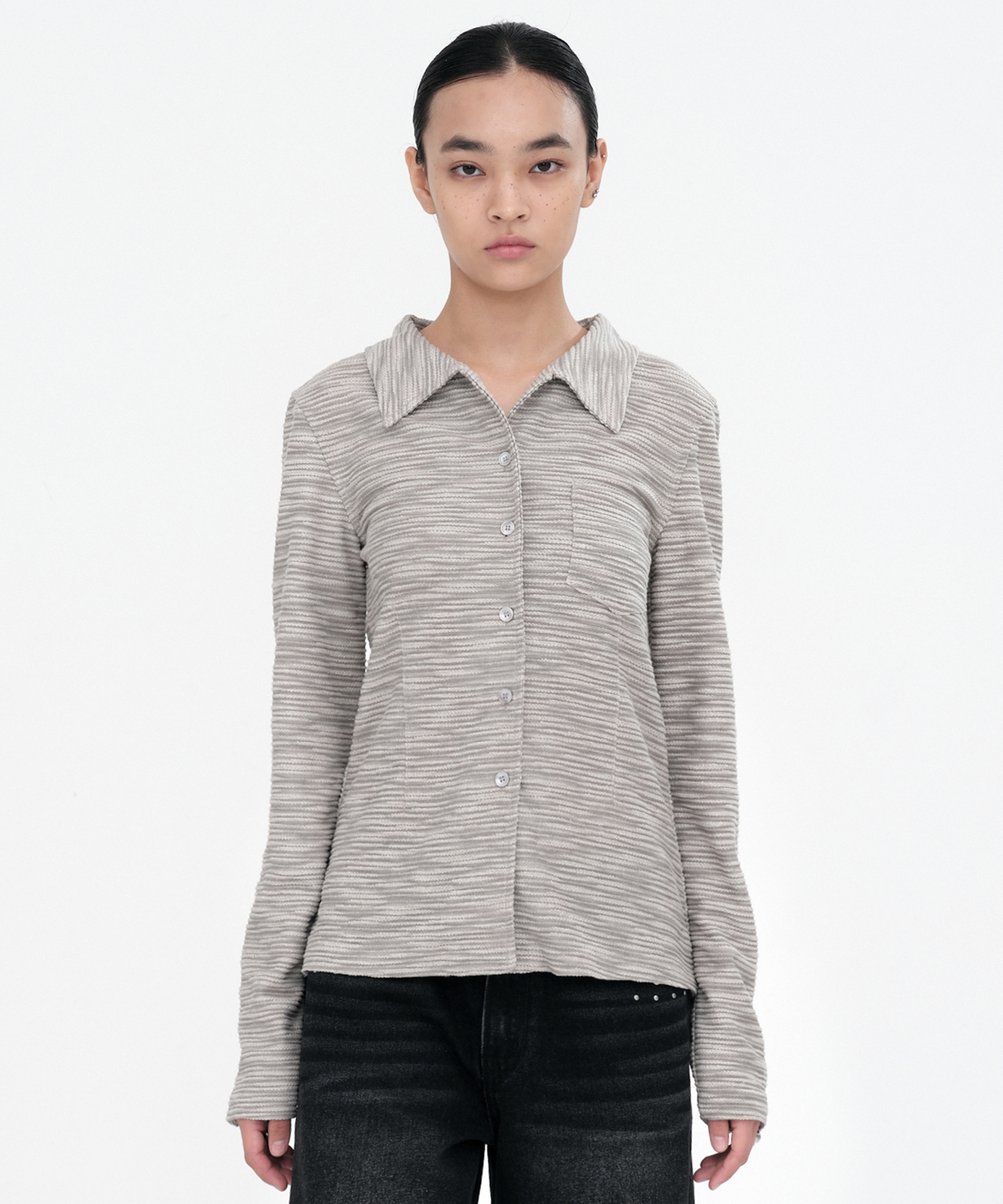 Textured Jersey Shirts [Beige]