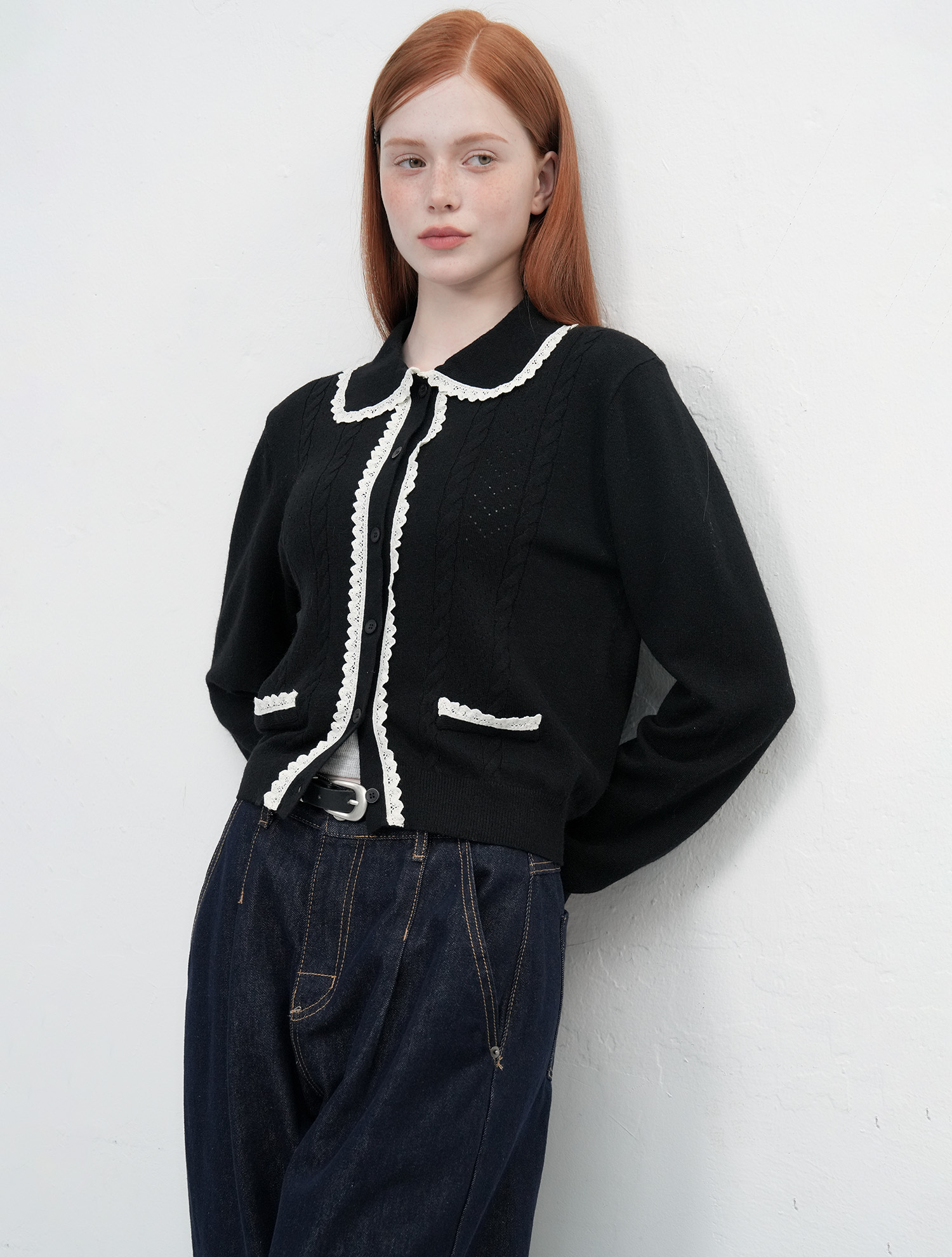 lace collar cardigan