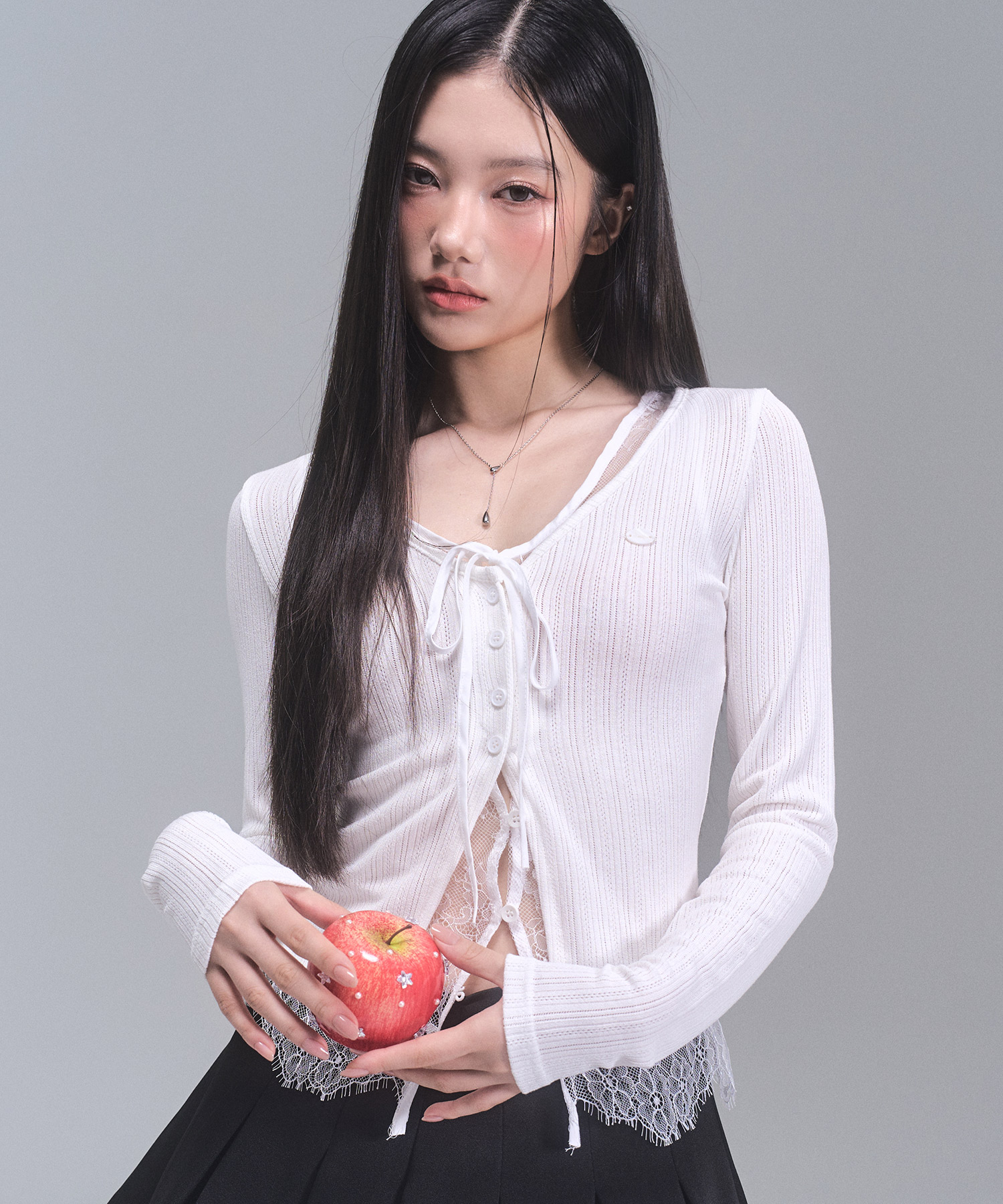 ローラレースレイヤードカーディガン[WHITE] | ファッション通販サイト