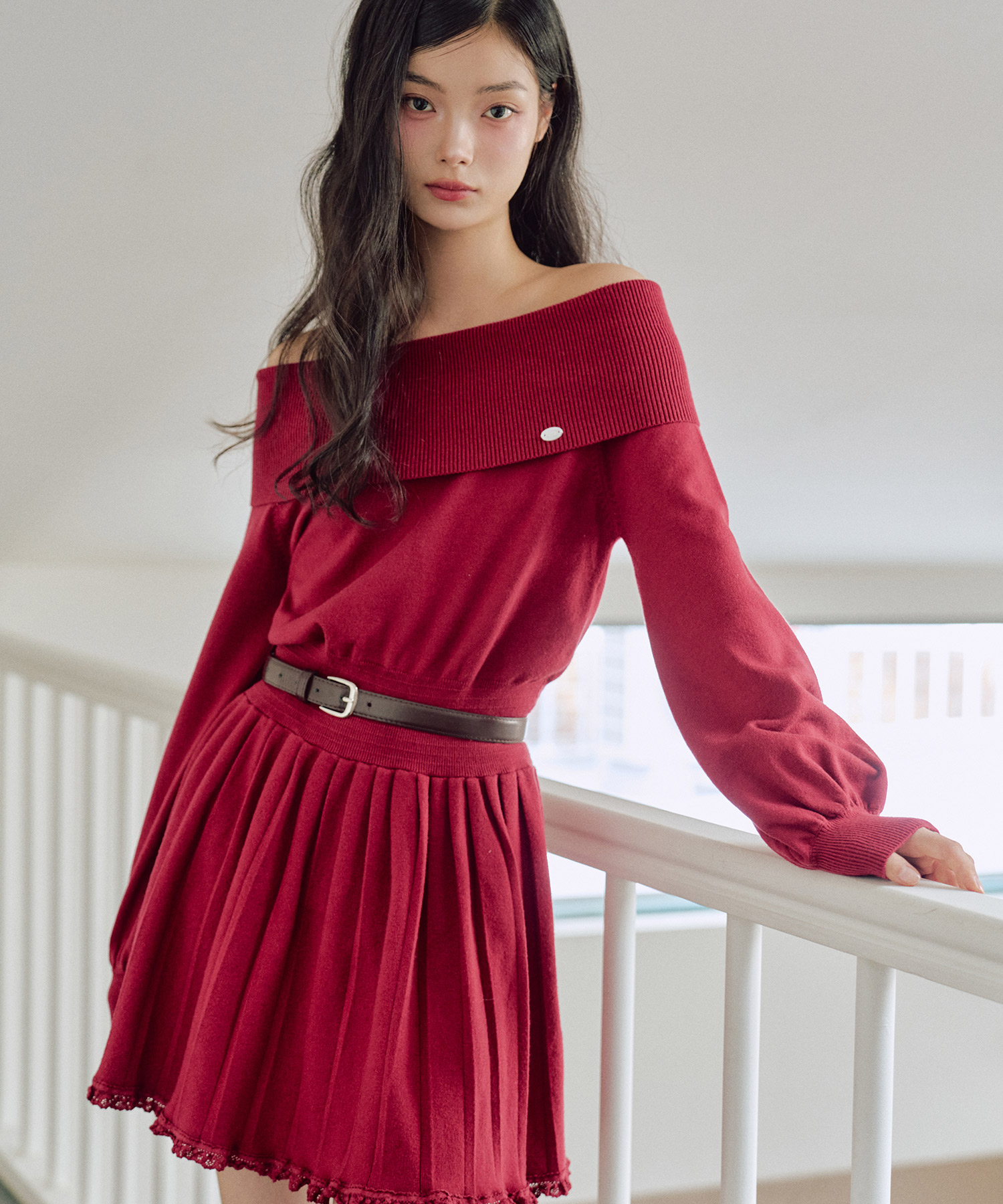 ヴァネッサオフショルダーフレアワンピース[RED] | ファッション通販