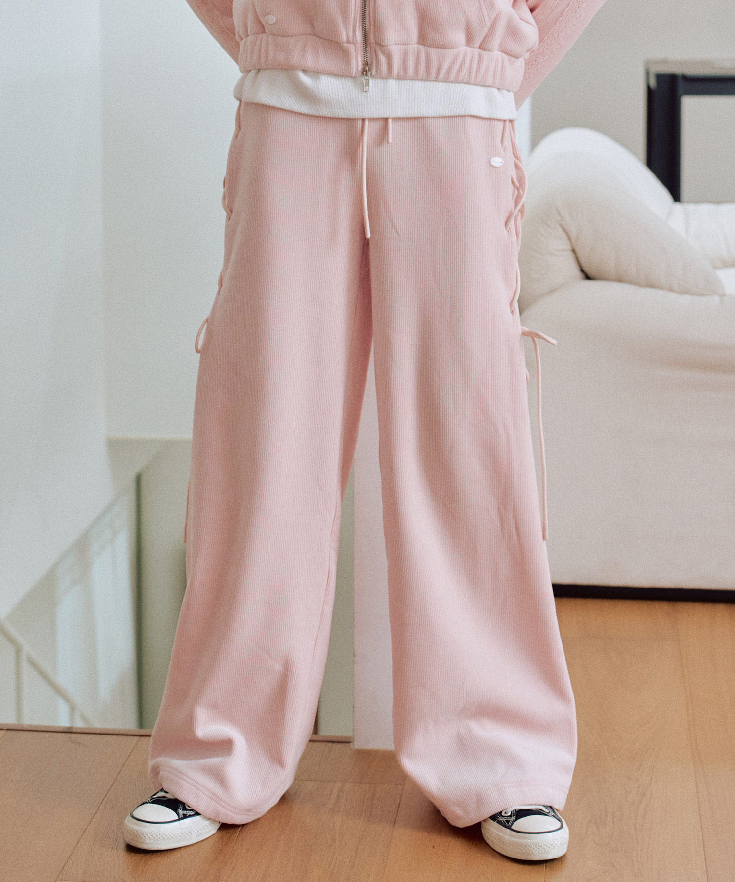 クロエベロアレースアップパンツ[PINK] | ファッション通販サイト NUGU