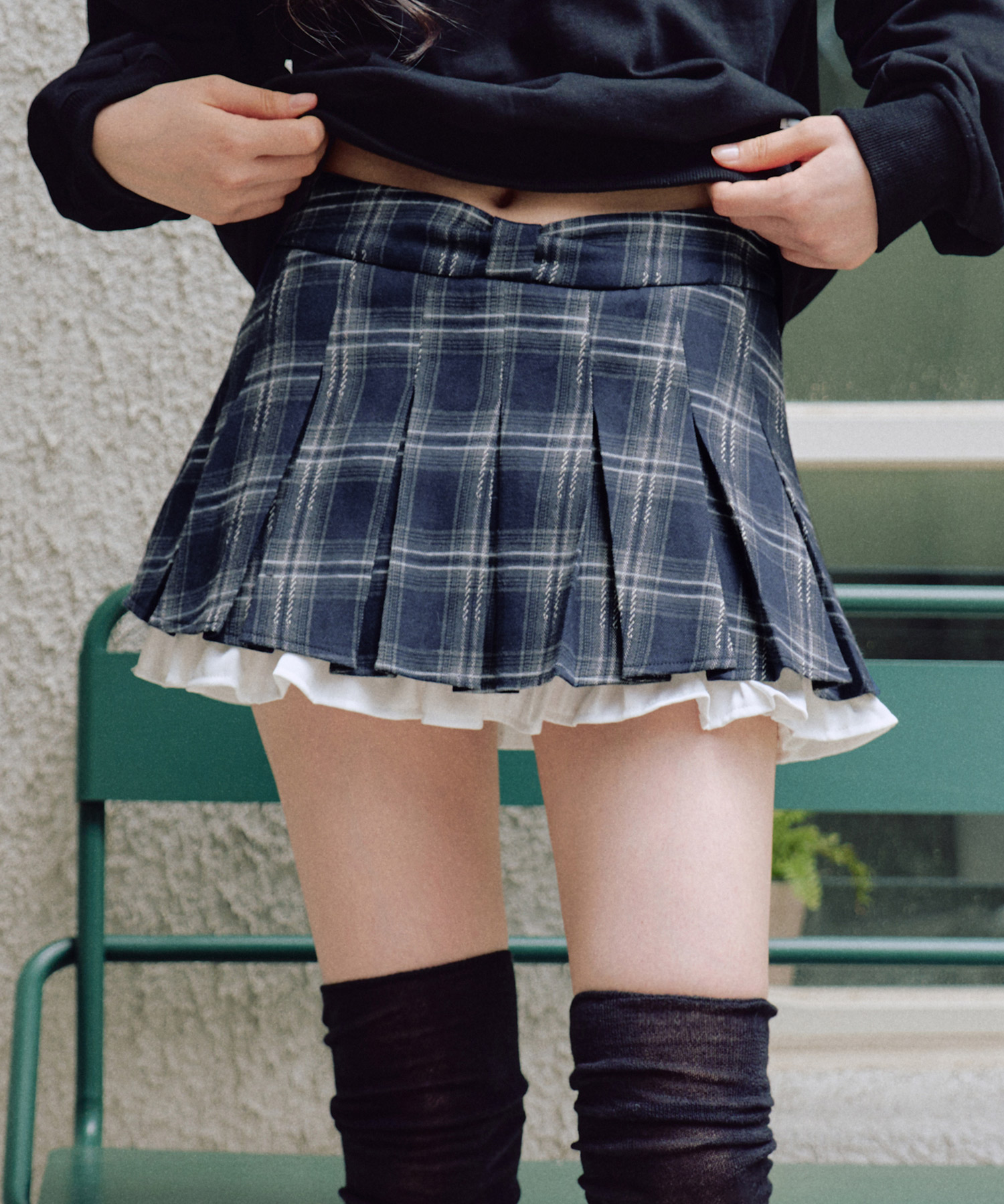 ジュリアチェックプリーツスカートパンツ[NAVY] | ファッション通販