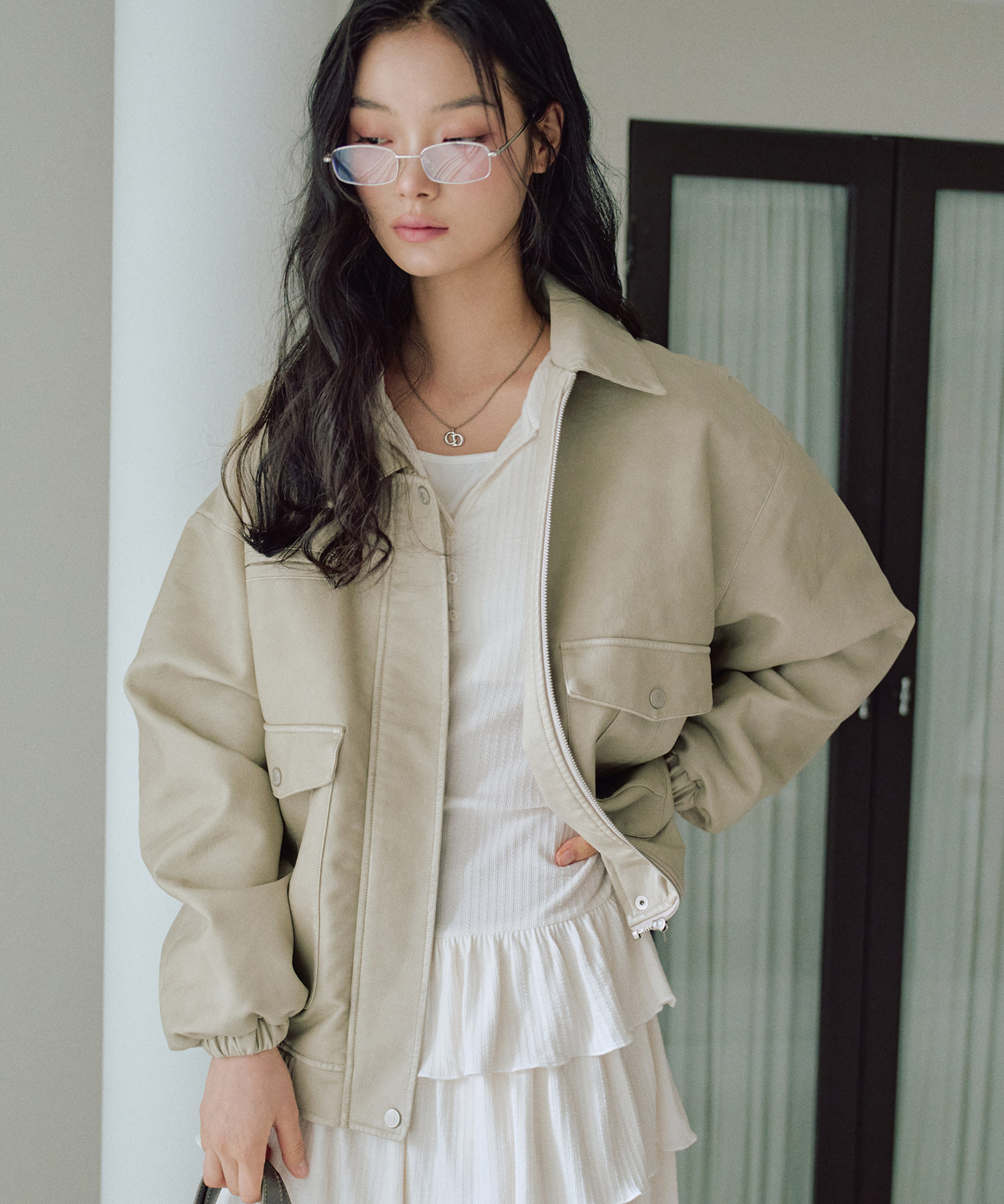 アニカウォッシングレザージャケット[IVORY] | ファッション通販サイト