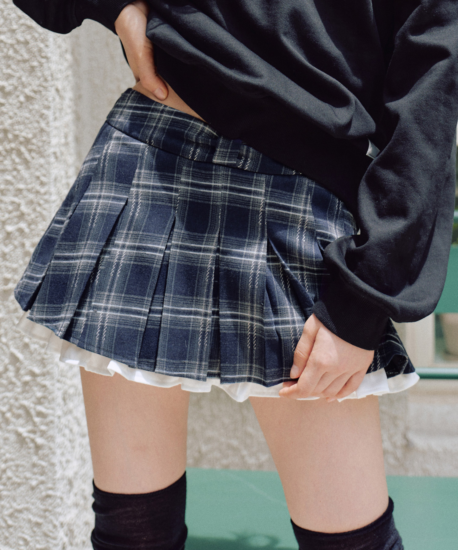 ジュリアチェックプリーツスカートパンツ[NAVY] | ファッション通販