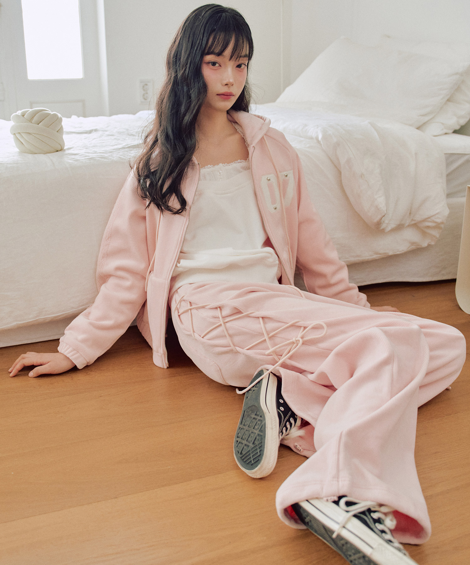 クロエベロアレースアップパンツ[PINK] | ファッション通販サイト NUGU