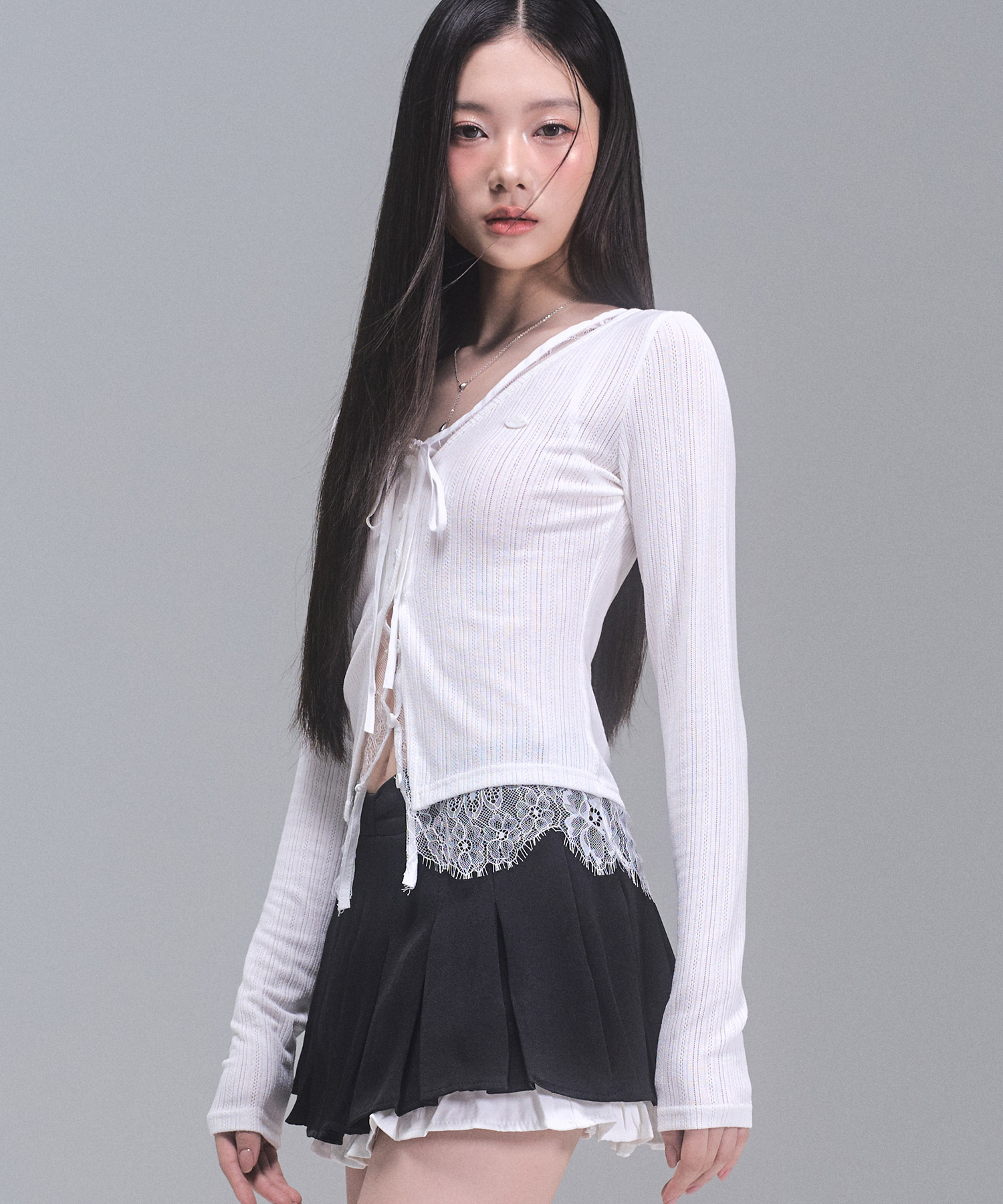 ローラレースレイヤードカーディガン[WHITE] | ファッション通販サイト