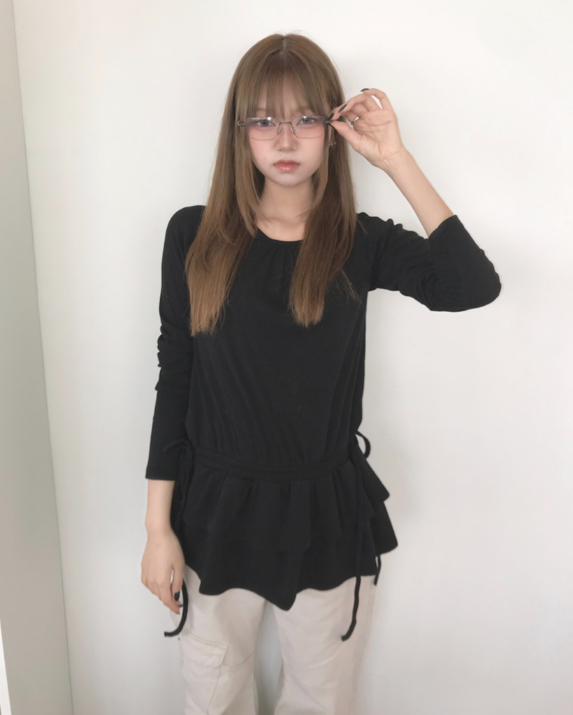 フリル レイヤード 長袖 Tシャツ (3色)