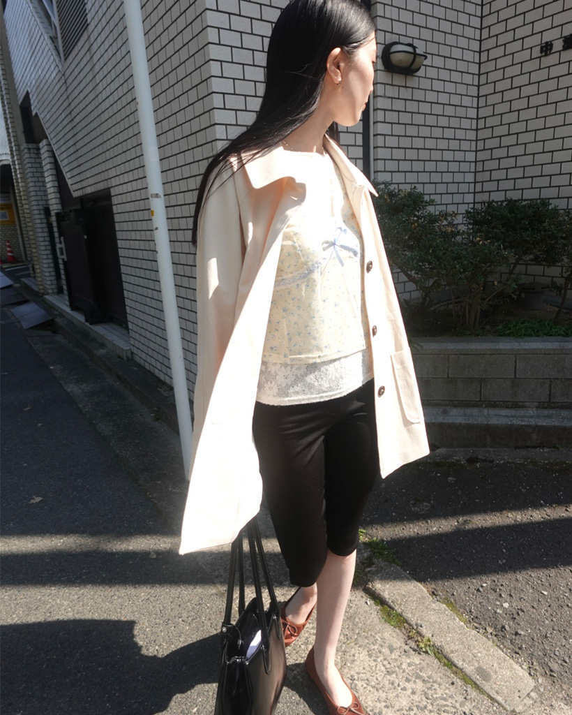 スクエアポケットシングルハーフトレンチコート