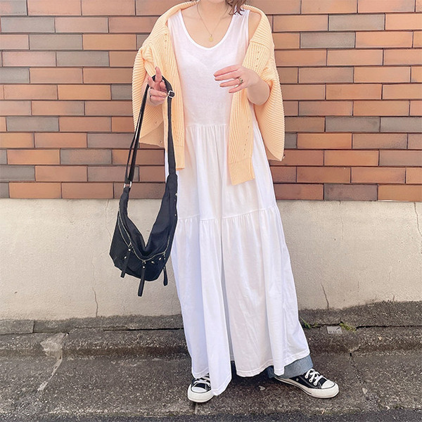 フリルロングキャミワンピース | ファッション通販サイト NUGU