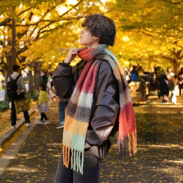 ビッグチェックボリュームマフラー