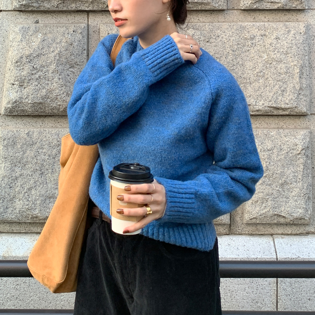 ◇MIMIN◇ APS Golgi ラウンド ニット (6色) unisex ニット 配色カーディガン ブラウン メンズ(M ブラウン): 東京