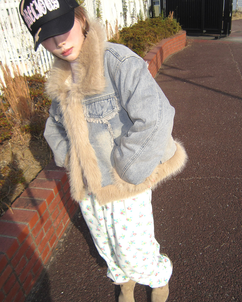 リヴァースキルティングファーデニムジャケット