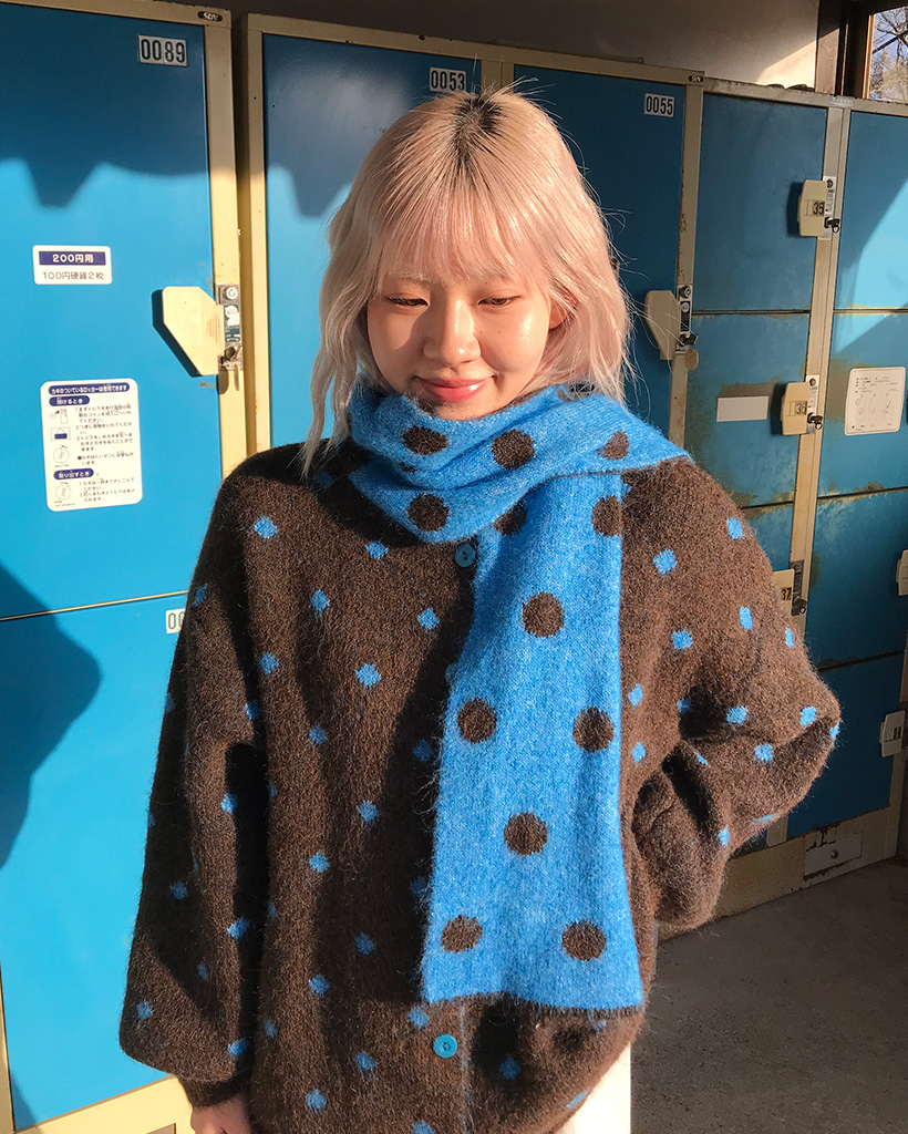 ドットマフラーセットカーディガン