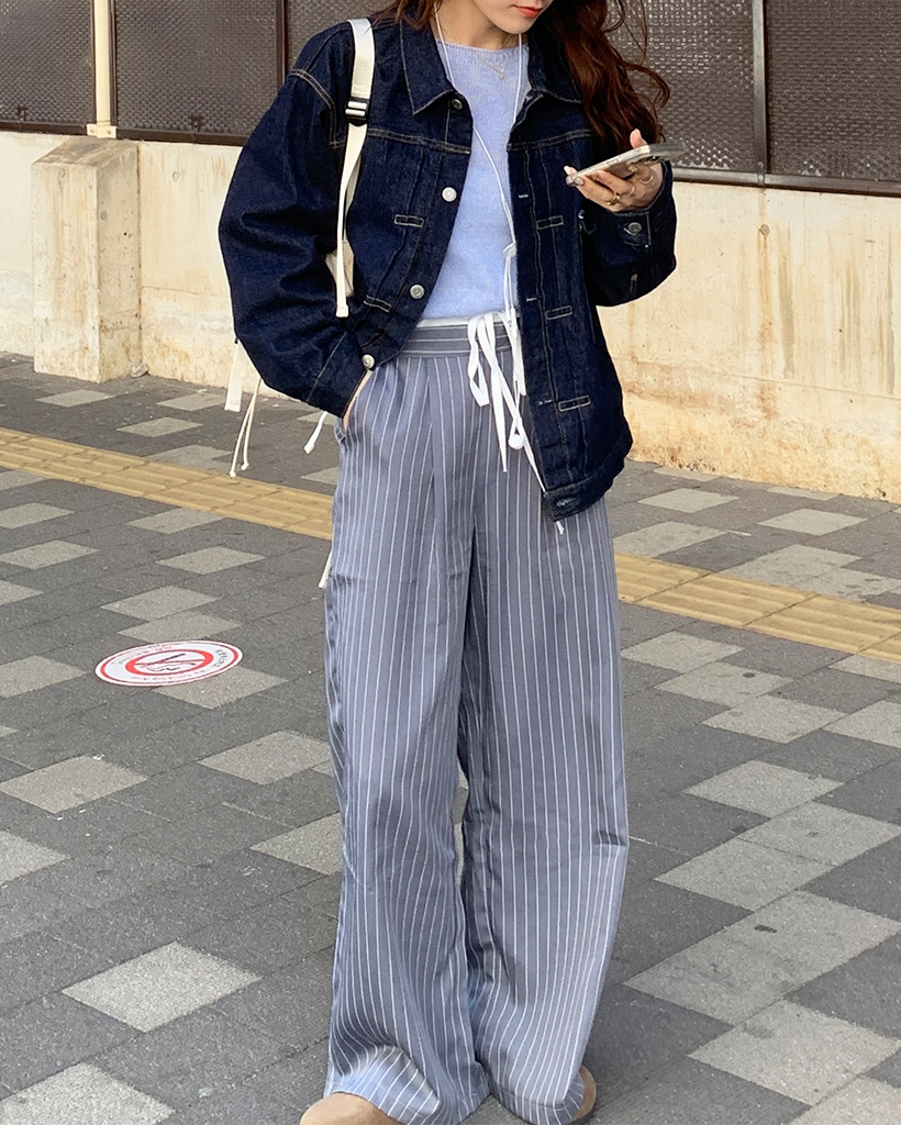 バイカラーピンストライプスラックス | ファッション通販サイト NUGU