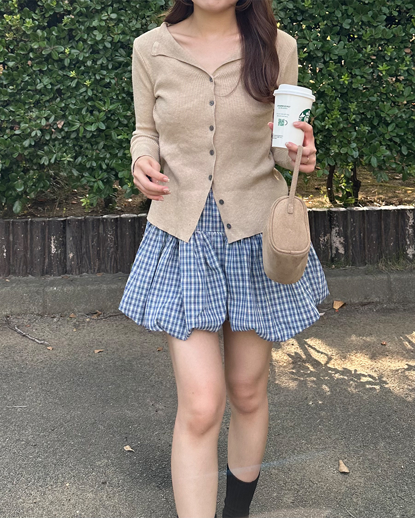 ベルトセットチェックバルーンミニスカート | ファッション通販