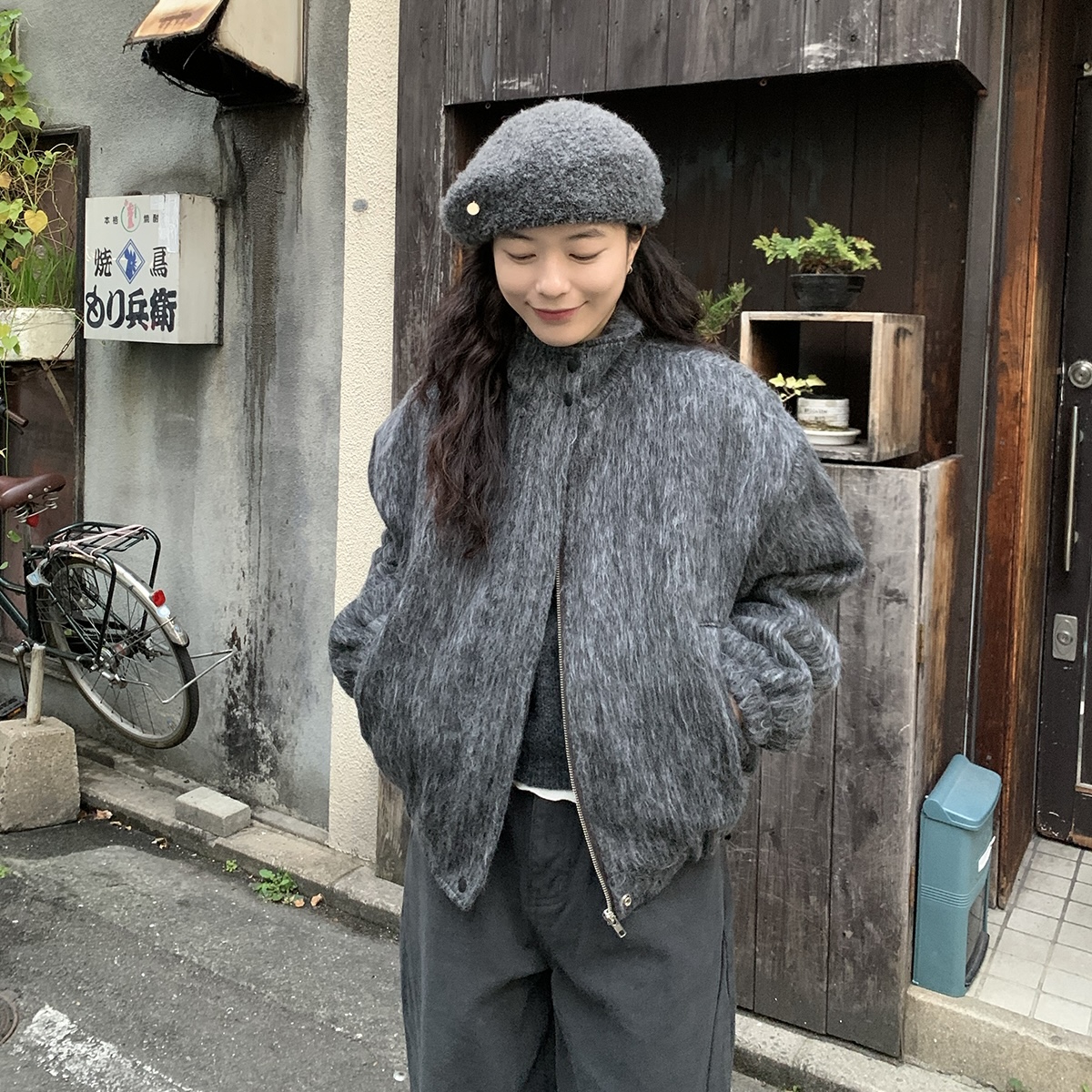 裏地キルティング] 真冬着れるモヘアパーカー | ファッション通販