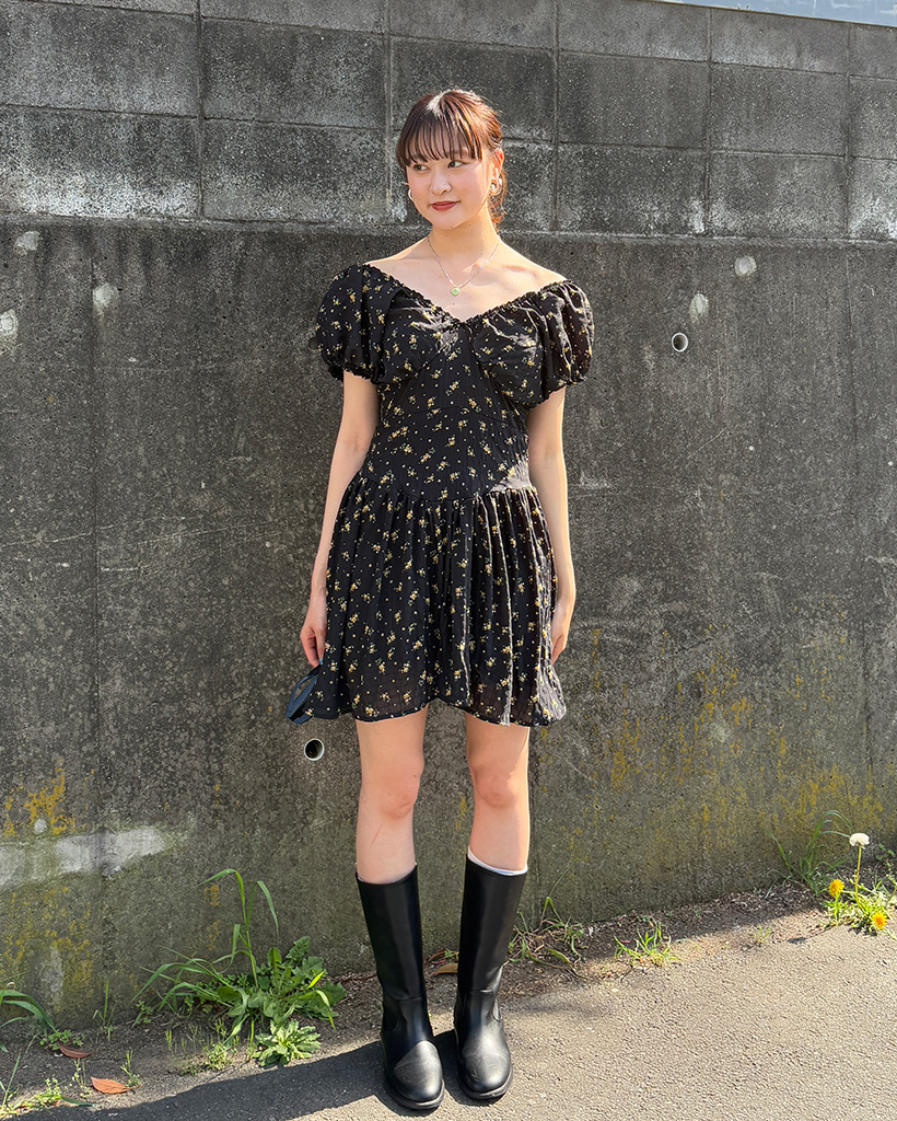 my first Katie シャーリングミニワンピース my first Katie シャーリングミニワンピース