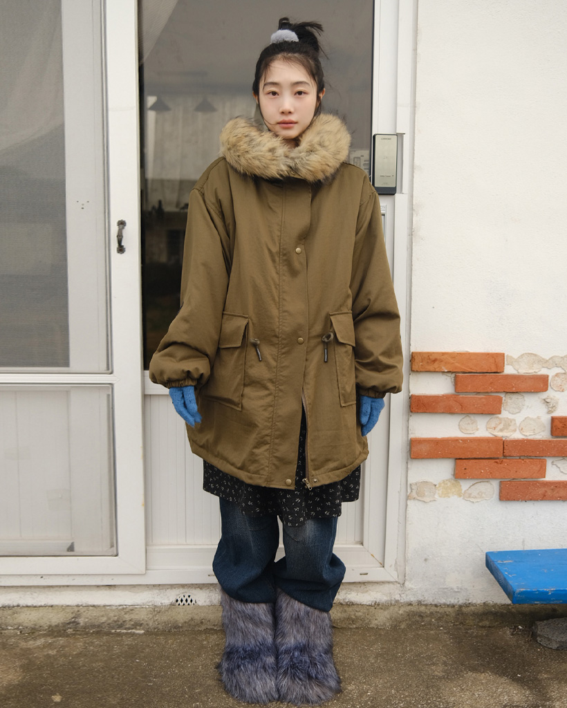 [9.hope] パッチ ファー コート