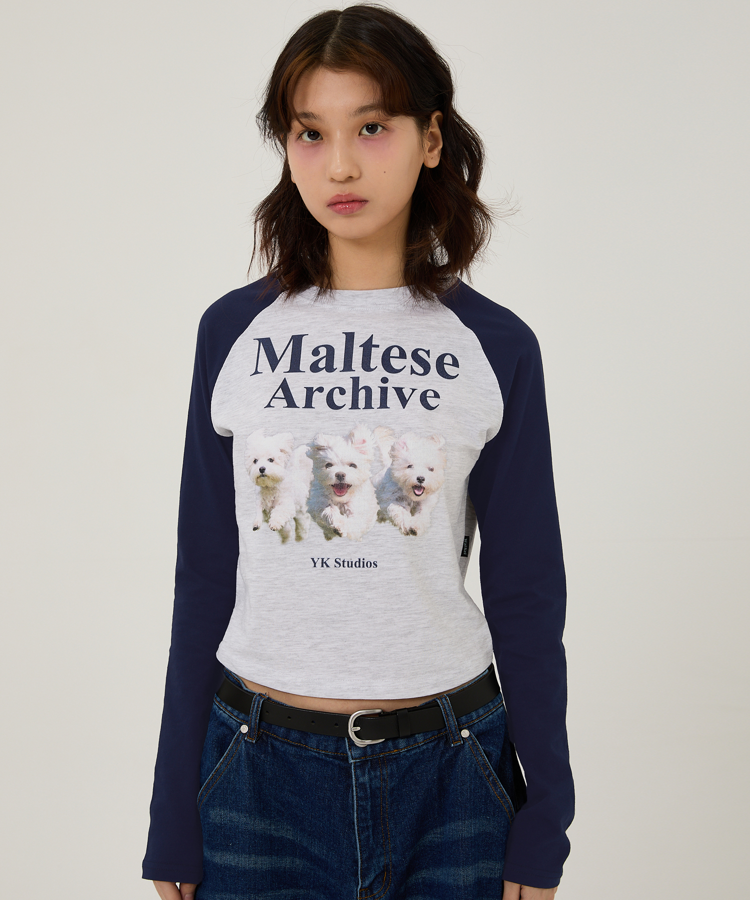 【購入特典】Maltese Archive Raglan Long Sleeve T-shirt MELANGE WHITE