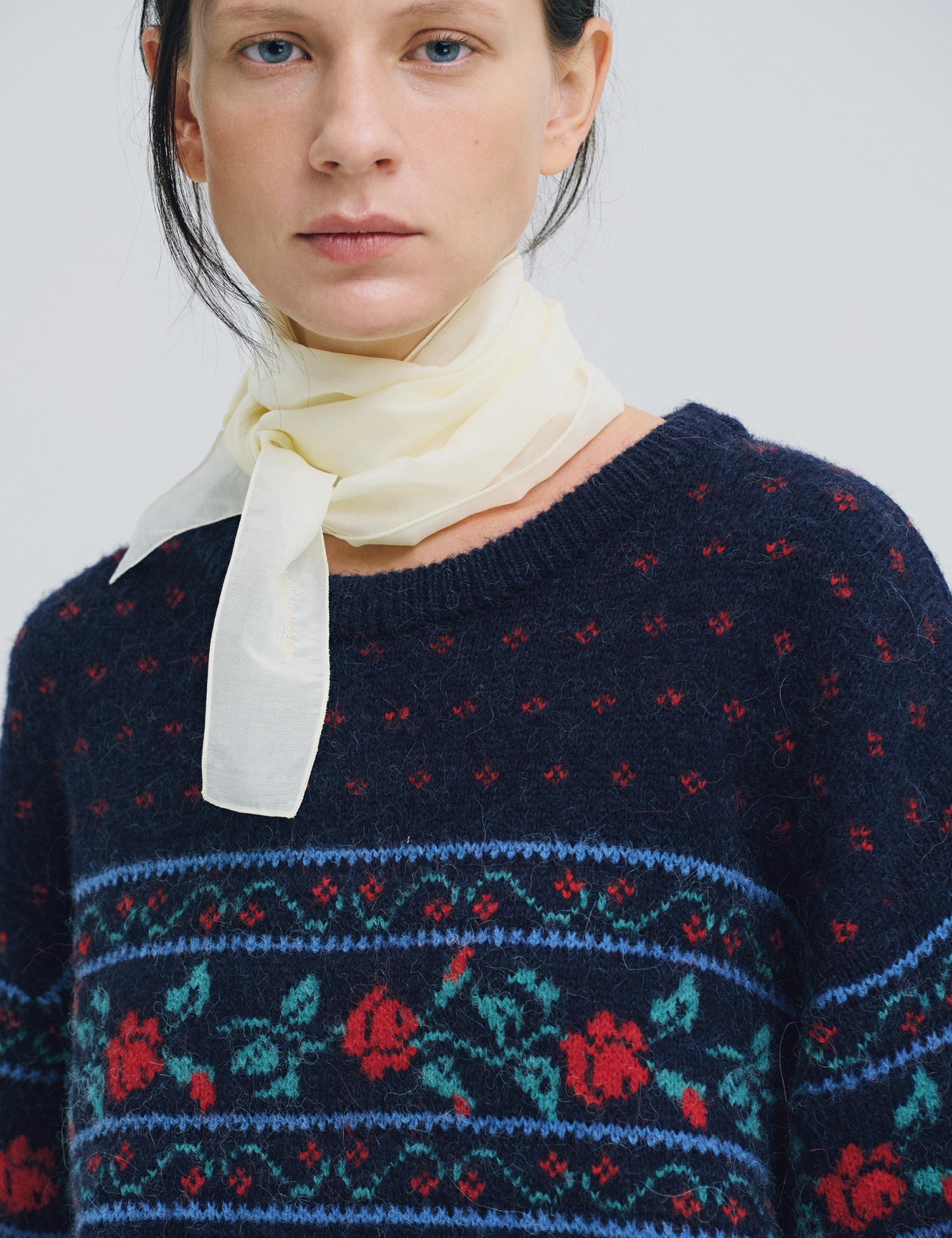 nugu限定商品][yuchan x SIENNE] Rose Alpaca Knit (Navy