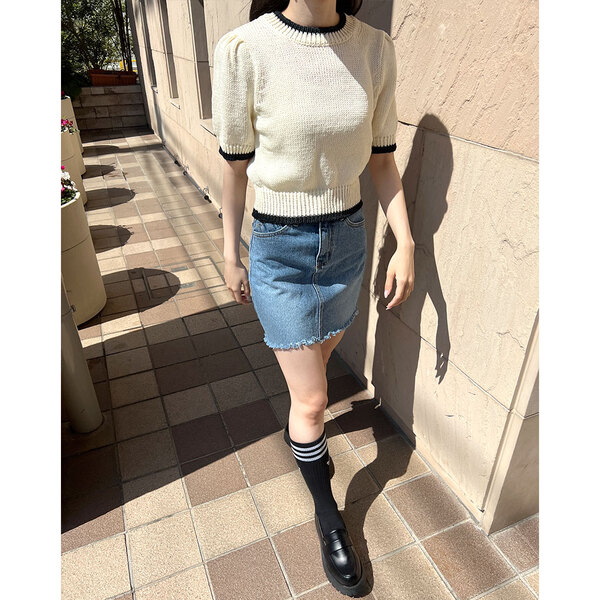 裾フリンジデニムミニスカート | ファッション通販サイト NUGU