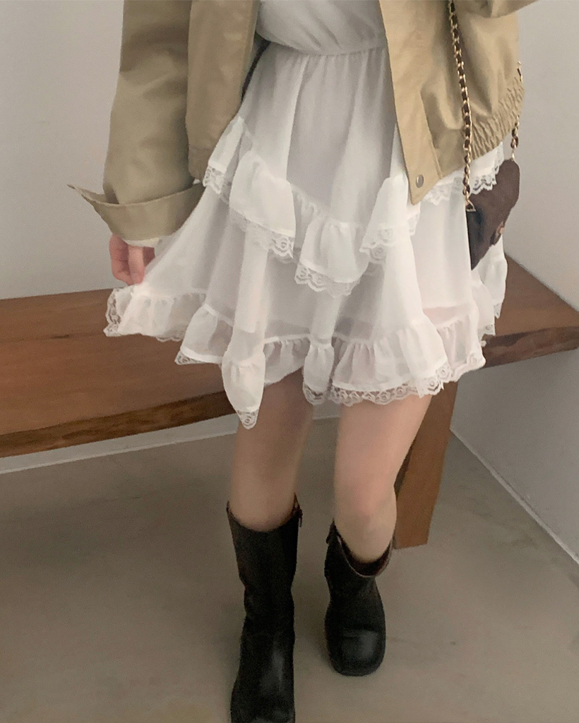 レースシルキーシフォンティアードキャミワンピース