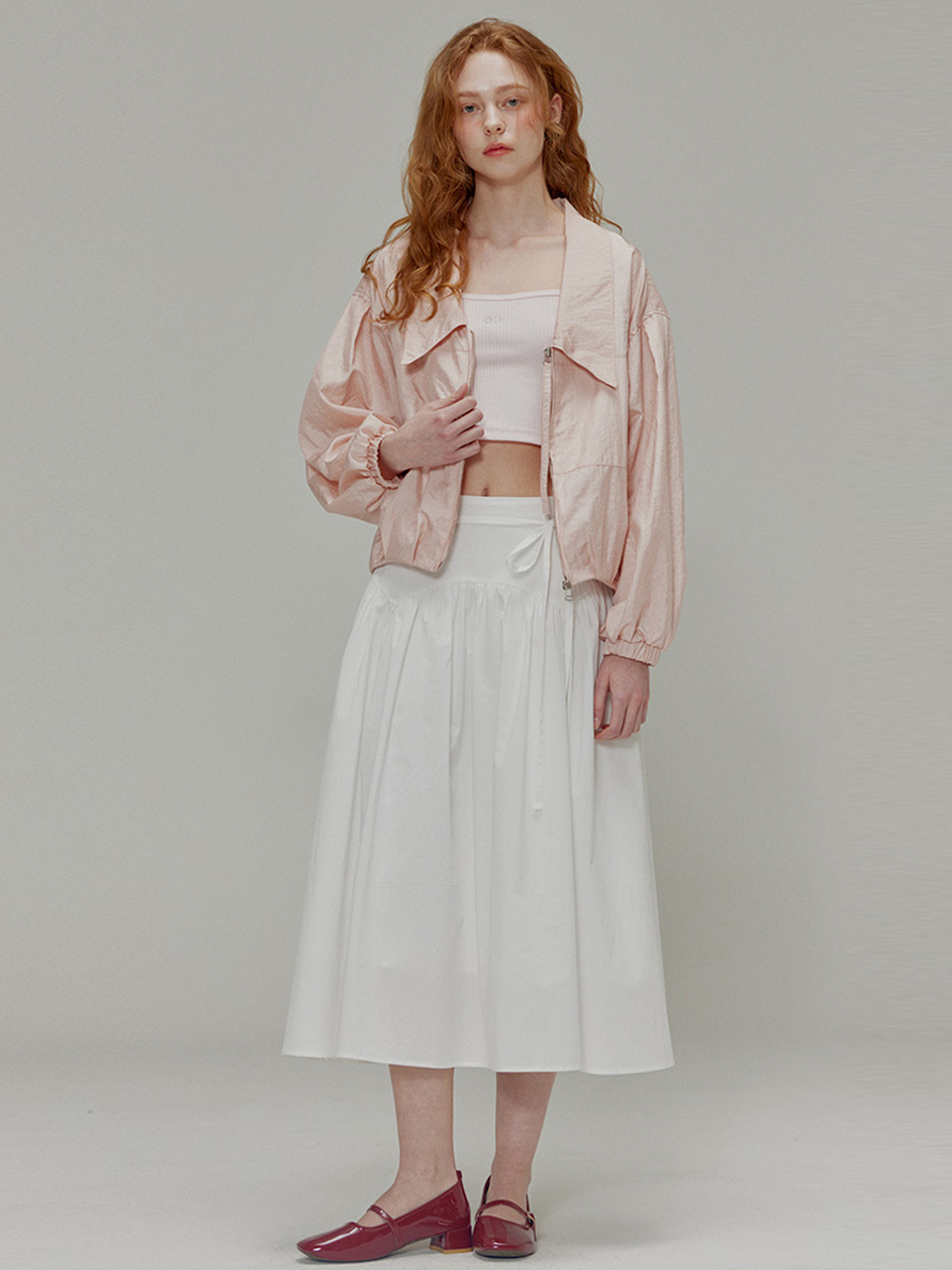 Shining collar nylon Jacket_Peach pink | ファッション通販