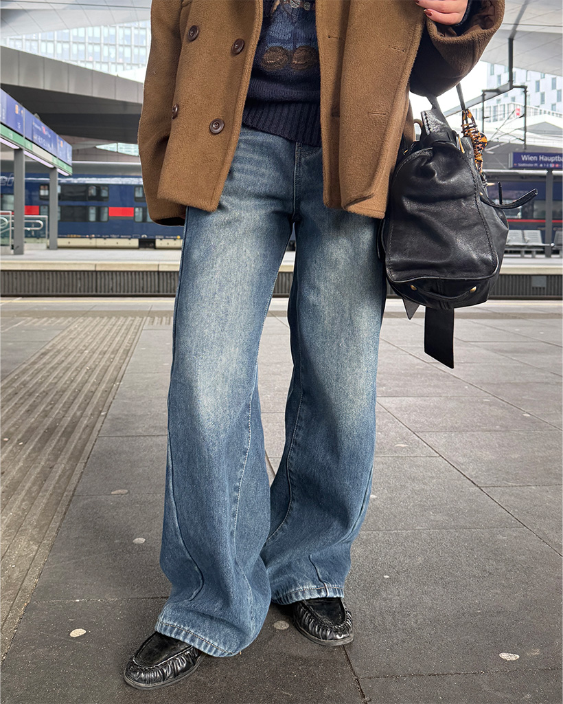 サイドヨークワイドデニムパンツ