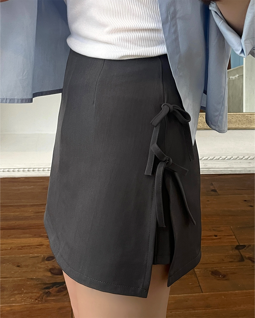 腰リボン付✭ミニスカート★お洒落で可愛いデザイン✭韓国風 サイドリボンミニスカート | ファッション通販サイト NUGU