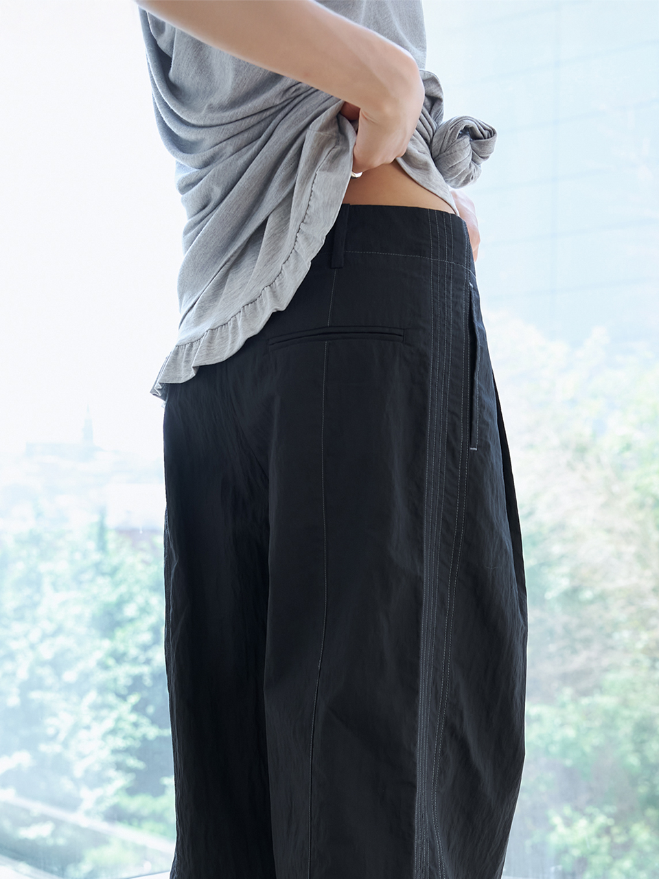 Skirt Layered Bootcut Pants (Black) | ファッション通販サイト