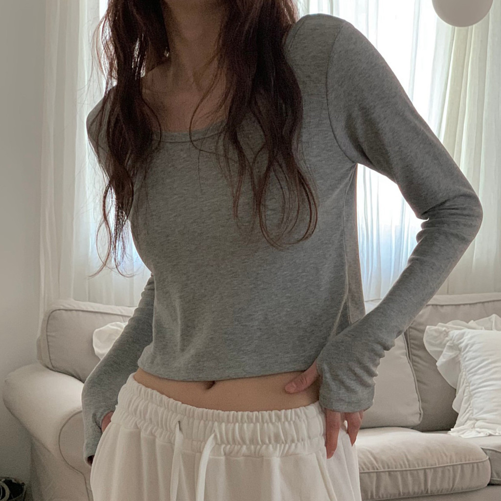GRIFONI 売れ筋商品|||グリフォーニ Tシャツ トップス レディース Tops Grey GeeRA tシャツ スナップボタンワッフルクロップドトップス