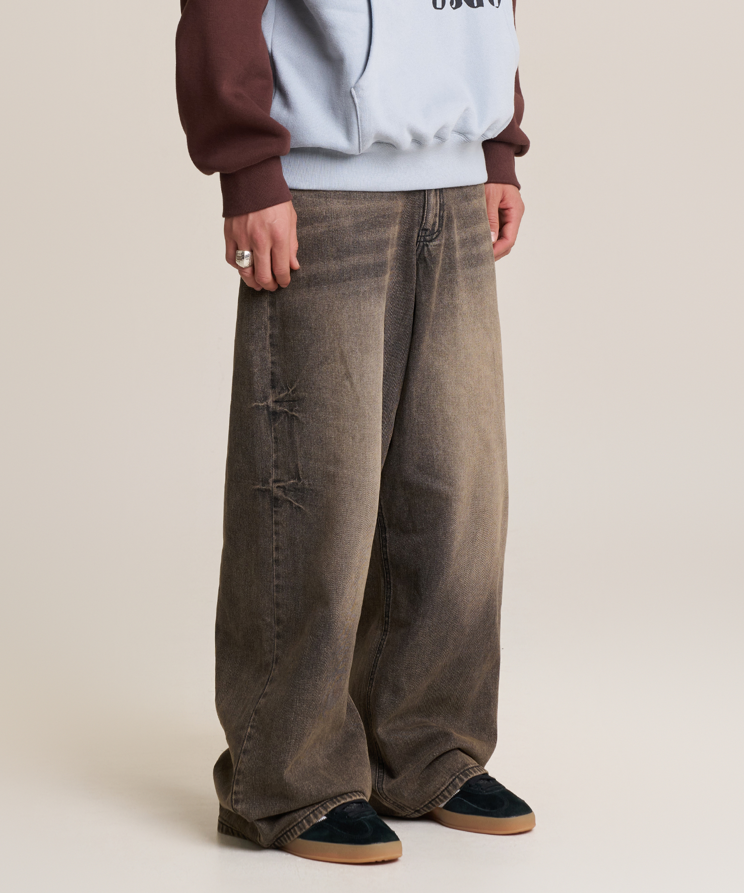 ★SUPERSUB★ Domingo washed wide denim pants washed blue WE DOMINGO WASHING WIDE DENIM PANTS - WASHED BLUE - SUPERSUB