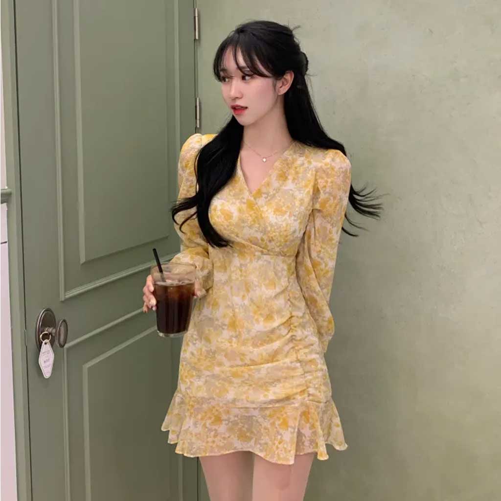 新品 ロマンスグランジ 花柄アシメ編み上げレースミニワンピ ベージュ