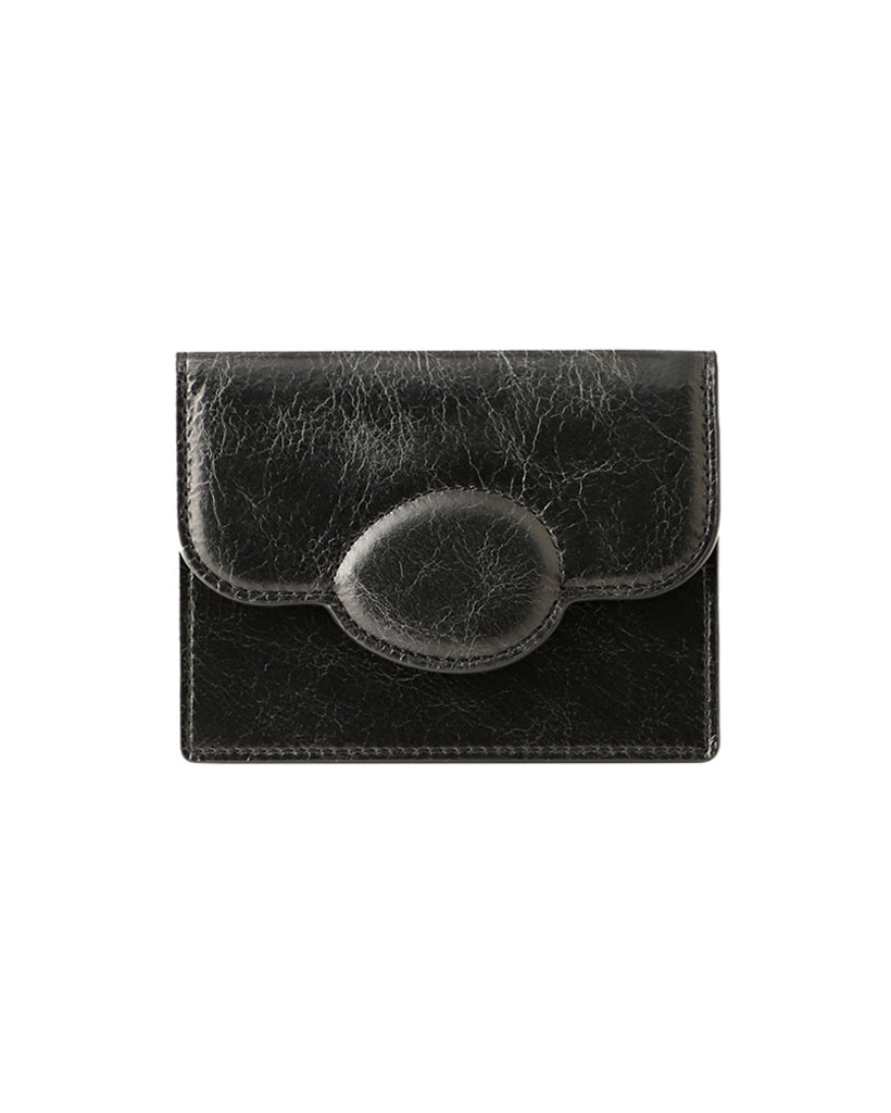 ◇LE MASQUE◇ Dot mini half wallet, bill card wallet, black DOT Slim Pocket Mini Coin Transportation Card Wallet black