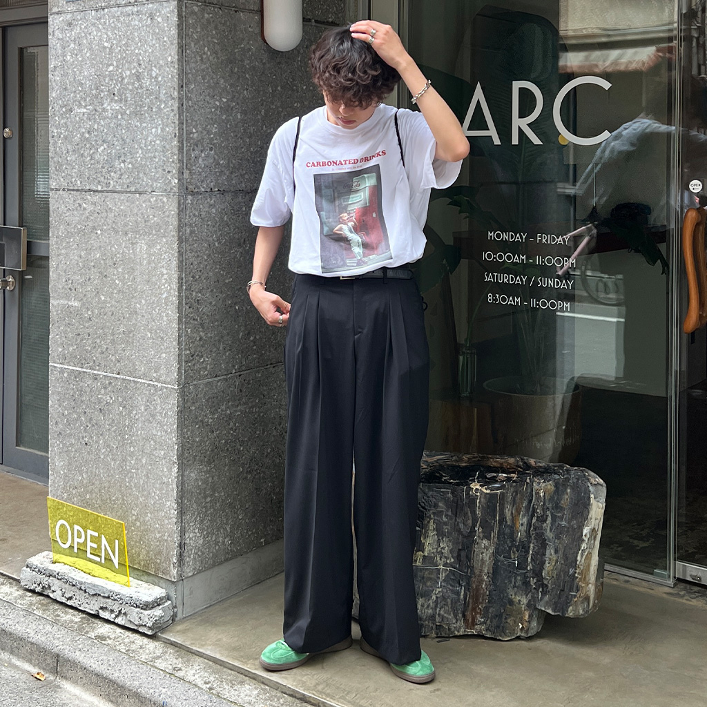 ハイウエスト2タック入りワイドスラックス | ファッション通販
