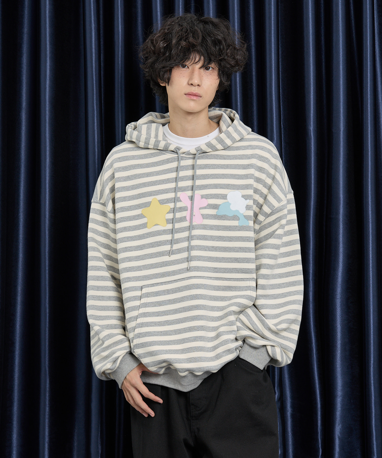 [Influencer pick] Spray Star Dolphin Hoody STRIPE GREY