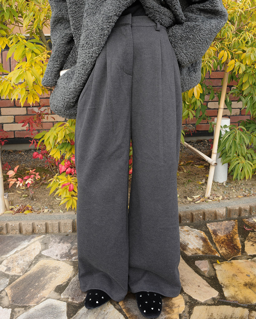 起毛ツータックワイドスラックス