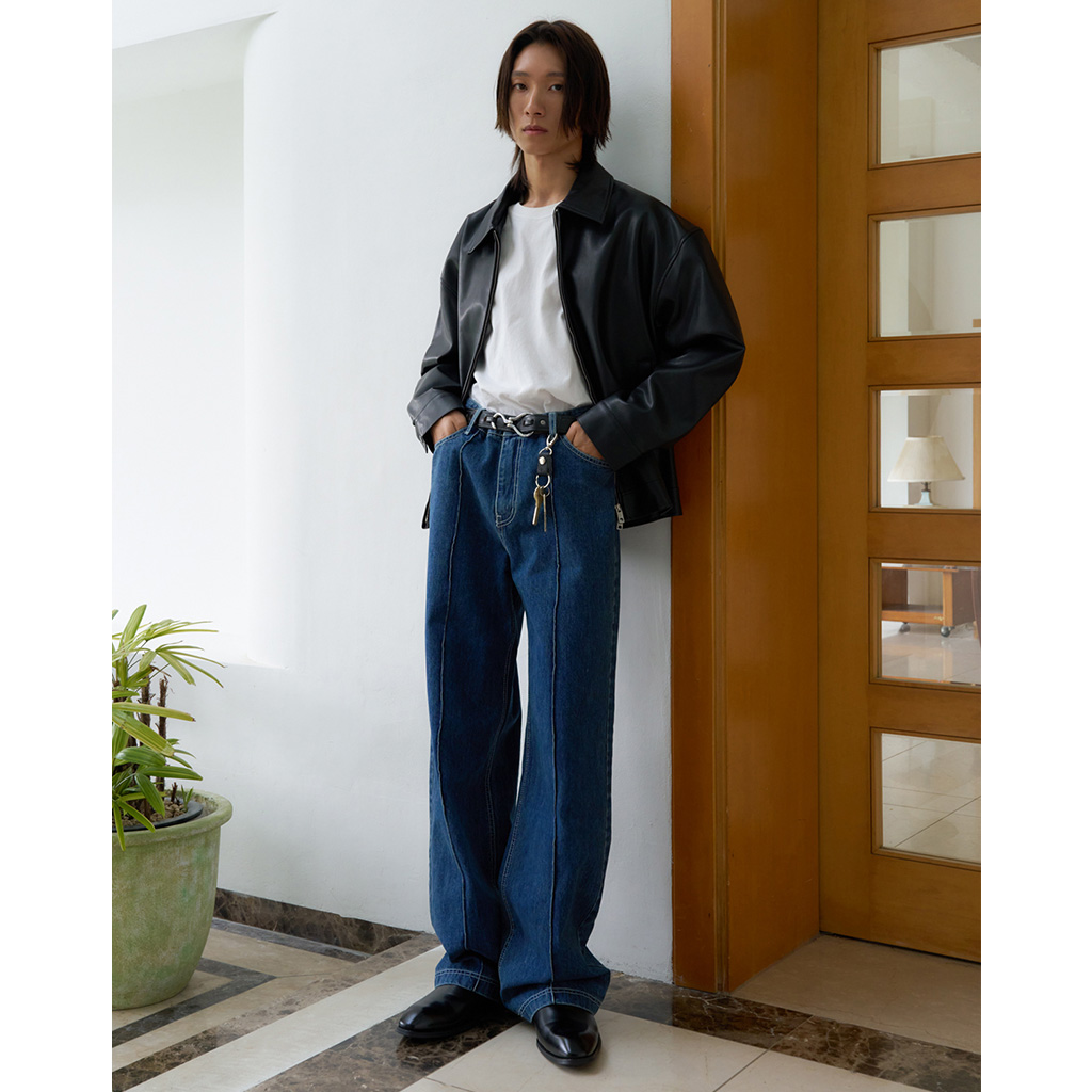 PRIDEプライド　濃紺デニムパンツ サイズ40 12回再販](ORIGINAL) ピンタックストレートデニムパンツ (medium