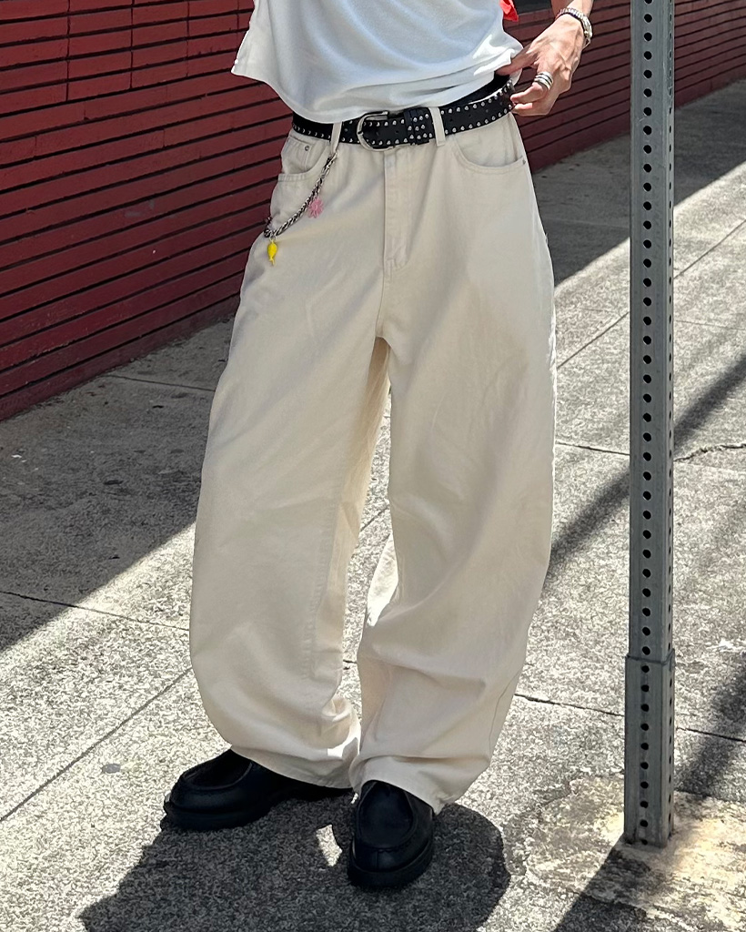 （ユニセックス）コットンワイドパンツ
