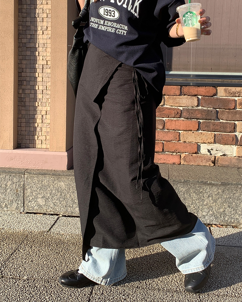 レイヤードロングラップスカート | ファッション通販サイト NUGU